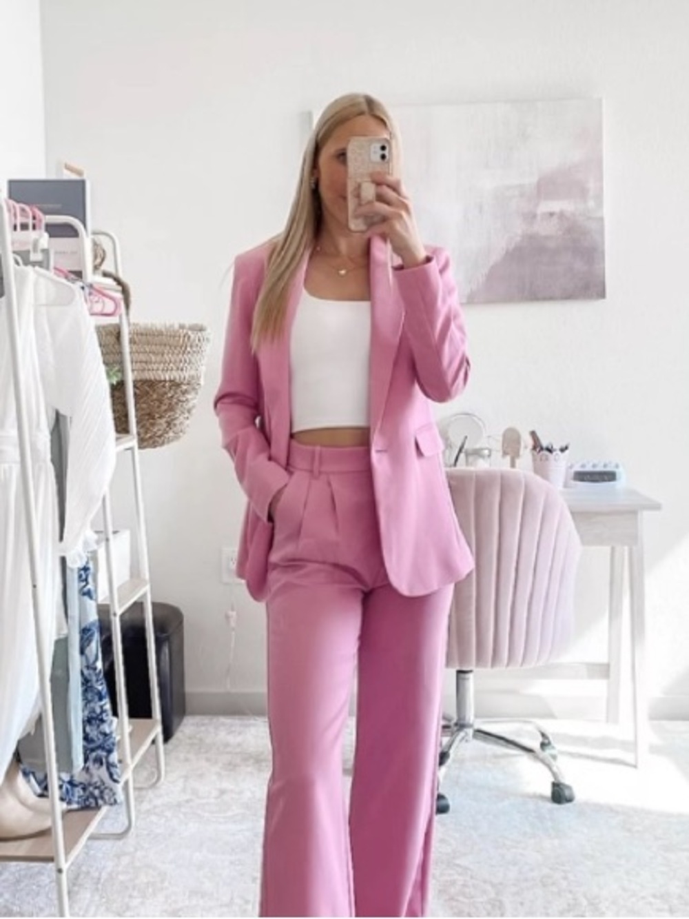 Abercrombie & Fitch Crepe Single Breasted Relaxed Blazer Jacket Career Pink XXS